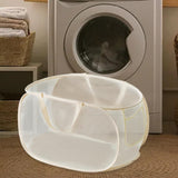 Maxbell Mesh Laundry Hamper Foldable Laundry Basket for Laundry Room, Camping, Home, beige horizontal