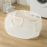 Maxbell Mesh Laundry Hamper Foldable Laundry Basket for Laundry Room, Camping, Home, beige horizontal