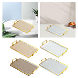 Maxbell Serving Tray with Handles Eating Tray for Countertop Centerpiece Rectangular Amber Gold Edge