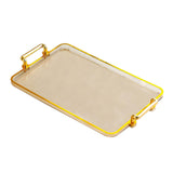 Maxbell Serving Tray with Handles Eating Tray for Countertop Centerpiece Rectangular Amber Gold Edge