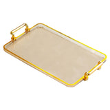 Maxbell Serving Tray with Handles Eating Tray for Countertop Centerpiece Rectangular Amber Gold Edge