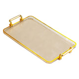 Maxbell Serving Tray with Handles Eating Tray for Countertop Centerpiece Rectangular Amber Gold Edge