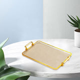 Maxbell Serving Tray with Handles Eating Tray for Countertop Centerpiece Rectangular Amber Gold Edge