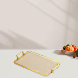 Maxbell Serving Tray with Handles Eating Tray for Countertop Centerpiece Rectangular Amber Gold Edge