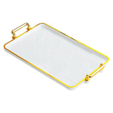 Maxbell Serving Tray with Handles Eating Tray for Countertop Centerpiece Rectangular White Gold Edge