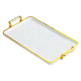 Maxbell Serving Tray with Handles Eating Tray for Countertop Centerpiece Rectangular White Gold Edge