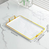 Maxbell Serving Tray with Handles Eating Tray for Countertop Centerpiece Rectangular White Gold Edge