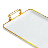 Maxbell Serving Tray with Handles Eating Tray for Countertop Centerpiece Rectangular White Gold Edge