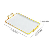 Maxbell Serving Tray with Handles Eating Tray for Countertop Centerpiece Rectangular White Gold Edge