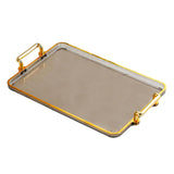 Maxbell Serving Tray with Handles Eating Tray for Countertop Centerpiece Rectangular Grey Gold Edge