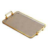Maxbell Serving Tray with Handles Eating Tray for Countertop Centerpiece Rectangular Grey Gold Edge
