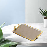 Maxbell Serving Tray with Handles Eating Tray for Countertop Centerpiece Rectangular Grey Gold Edge