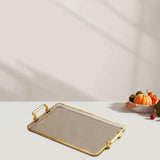 Maxbell Serving Tray with Handles Eating Tray for Countertop Centerpiece Rectangular Grey Gold Edge
