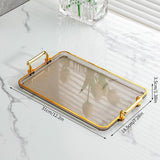 Maxbell Serving Tray with Handles Eating Tray for Countertop Centerpiece Rectangular Grey Gold Edge