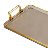 Maxbell Serving Tray with Handles Eating Tray for Countertop Centerpiece Rectangular Grey Gold Edge