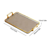 Maxbell Serving Tray with Handles Eating Tray for Countertop Centerpiece Rectangular Grey Gold Edge