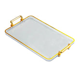 Maxbell Serving Tray with Handles Eating Tray for Countertop Centerpiece Rectangular Clear Gold Edge