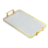 Maxbell Serving Tray with Handles Eating Tray for Countertop Centerpiece Rectangular Clear Gold Edge