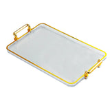 Maxbell Serving Tray with Handles Eating Tray for Countertop Centerpiece Rectangular Clear Gold Edge