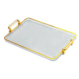 Maxbell Serving Tray with Handles Eating Tray for Countertop Centerpiece Rectangular Clear Gold Edge