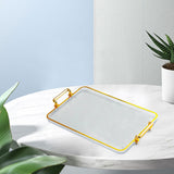 Maxbell Serving Tray with Handles Eating Tray for Countertop Centerpiece Rectangular Clear Gold Edge