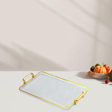 Maxbell Serving Tray with Handles Eating Tray for Countertop Centerpiece Rectangular Clear Gold Edge