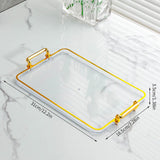 Maxbell Serving Tray with Handles Eating Tray for Countertop Centerpiece Rectangular Clear Gold Edge