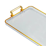 Maxbell Serving Tray with Handles Eating Tray for Countertop Centerpiece Rectangular Clear Gold Edge
