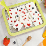 Maxbell DIY Ice Cream Maker Roller Pan Stainless Steel Easy to Clean Yogurts Machine