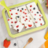 Maxbell DIY Ice Cream Maker Roller Pan Stainless Steel Easy to Clean Yogurts Machine