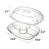 Maxbell Fruit Ice Serving Tray 4 Compartments Transparent with Lid for Keeping Fresh
