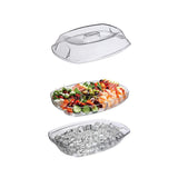 Maxbell Fruit Ice Serving Tray 4 Compartments Transparent with Lid for Keeping Fresh