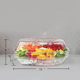 Maxbell Fruit Ice Serving Tray 4 Compartments Transparent with Lid for Keeping Fresh
