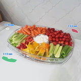 Maxbell Fruit Ice Serving Tray 4 Compartments Transparent with Lid for Keeping Fresh