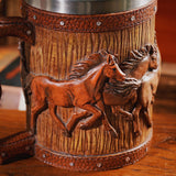 Maxbell Simulation Wooden Barrel Beer Mug Resin Tea Cups for Restaurant Bar Beverage