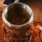 Maxbell Simulation Wooden Barrel Beer Mug Resin Tea Cups for Restaurant Bar Beverage