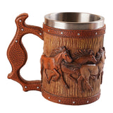Maxbell Simulation Wooden Barrel Beer Mug Resin Tea Cups for Restaurant Bar Beverage