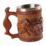 Maxbell Simulation Wooden Barrel Beer Mug Resin Tea Cups for Restaurant Bar Beverage