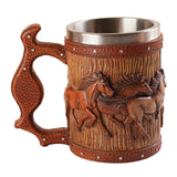 Maxbell Simulation Wooden Barrel Beer Mug Resin Tea Cups for Restaurant Bar Beverage