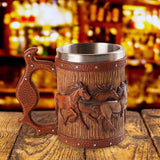 Maxbell Simulation Wooden Barrel Beer Mug Resin Tea Cups for Restaurant Bar Beverage