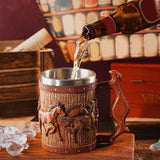 Maxbell Simulation Wooden Barrel Beer Mug Resin Tea Cups for Restaurant Bar Beverage