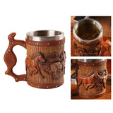 Maxbell Simulation Wooden Barrel Beer Mug Resin Tea Cups for Restaurant Bar Beverage