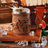 Maxbell Simulation Wooden Barrel Beer Mug Resin Tea Cups for Restaurant Bar Beverage