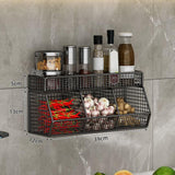 Maxbell Fruit Storage Basket Wall Mounted Hanging Kitchen Basket for Kitchen Closet