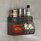 Maxbell Fruit Storage Basket Wall Mounted Hanging Kitchen Basket for Kitchen Closet