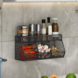 Maxbell Fruit Storage Basket Wall Mounted Hanging Kitchen Basket for Kitchen Closet