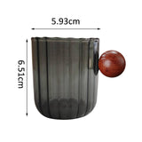 Maxbell Glass Coffee Milk Mug with Anti Scald Wooden Handle for Hotel Office Camping Clear Black
