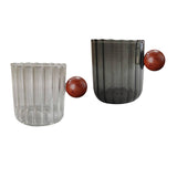 Maxbell Glass Coffee Milk Mug with Anti Scald Wooden Handle for Hotel Office Camping Clear Black