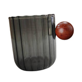 Maxbell Glass Coffee Milk Mug with Anti Scald Wooden Handle for Hotel Office Camping Clear Black