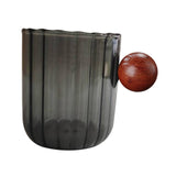 Maxbell Glass Coffee Milk Mug with Anti Scald Wooden Handle for Hotel Office Camping Clear Black